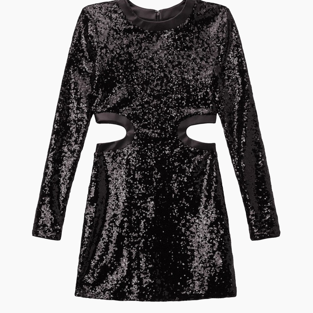 NWOT Staud Dolce Dress in Black Sequins with Cutouts